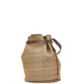 バーバリー チェック 斜め掛け ショルダーバッグ カーキ ブラウン キャンバス レザー レディース BURBERRY 【中古】